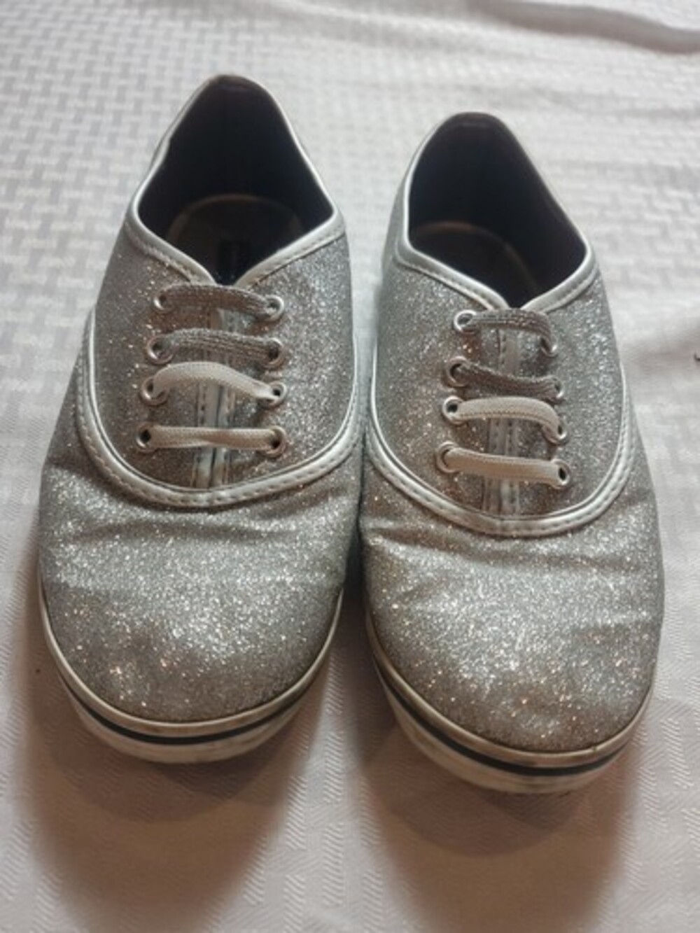Tommy Hilfiger Glitter Shoes Womens Size 4 Mona Lace Silver